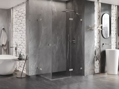 Mexen Lunar Duo cabine de douche pivotante droite 110 x 70 cm, transparent, nickel brossé - 834-110P-070L-97-00
