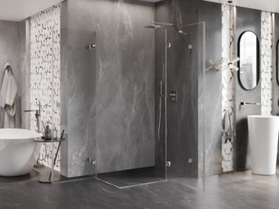 Mexen Lunar Duo cabine de douche pivotante droite 110 x 70 cm, transparent, nickel brossé - 834-110P-070L-97-00