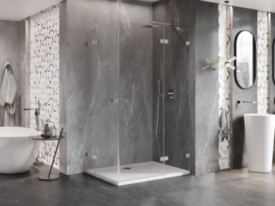 Mexen Lunar Duo cabine de douche pivotante droite 110 x 70 cm, transparent, nickel brossé - 834-110P-070L-97-00