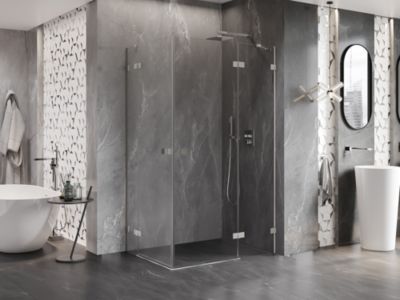 Mexen Lunar Duo cabine de douche pivotante droite 110 x 70 cm, transparent, nickel brossé - 834-110P-070L-97-00