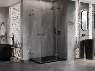 Mexen Lunar Duo cabine de douche pivotante droite 115 x 95 cm, transparente, métal canon - 834-115P-095L-95-00