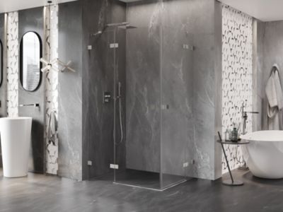Mexen Lunar Duo cabine de douche pivotante gauche 105 x 100 cm, transparent, nickel brossé - 834-105L-100P-97-00