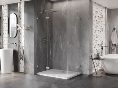 Mexen Lunar Duo cabine de douche pivotante gauche 105 x 100 cm, transparent, nickel brossé - 834-105L-100P-97-00