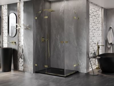 Mexen Lunar Duo cabine de douche pivotante gauche 115 x 80 cm, transparent, doré - 834-115L-080P-50-00