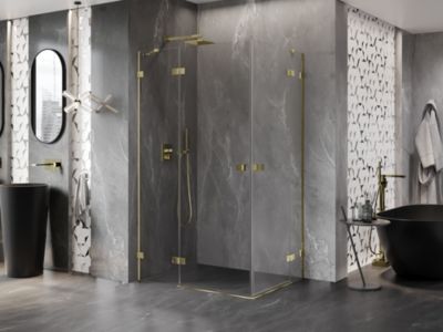Mexen Lunar Duo cabine de douche pivotante gauche 115 x 80 cm, transparent, doré - 834-115L-080P-50-00