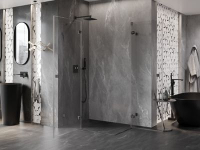 Mexen Lunar Duo cabine de douche pivotante gauche 115 x 85 cm, transparent, métal gun - 834-115L-085P-95-00