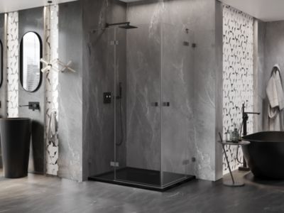 Mexen Lunar Duo cabine de douche pivotante gauche 115 x 85 cm, transparent, métal gun - 834-115L-085P-95-00