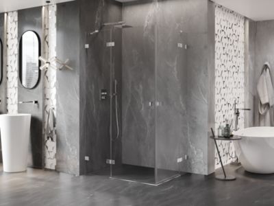 Mexen Lunar Duo cabine de douche pivotante gauche 80 x 75 cm, transparent, chrome - 834-080L-075P-01-00