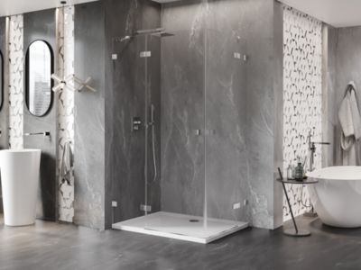 Mexen Lunar Duo cabine de douche pivotante gauche 80 x 75 cm, transparent, chrome - 834-080L-075P-01-00