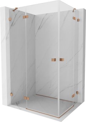 Mexen Lunar Duo cabine de douche pivotante gauche 80 x 75 cm, transparent, cuivre brossé - 834-080L-075P-65-00