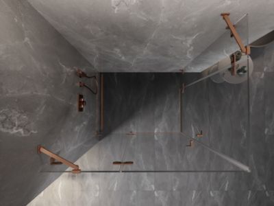 Mexen Lunar Duo cabine de douche pivotante gauche 80 x 75 cm, transparent, cuivre brossé - 834-080L-075P-65-00