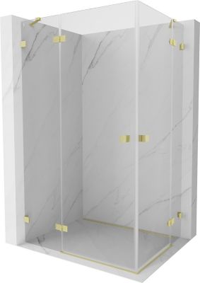 Mexen Lunar Duo cabine de douche pivotante gauche 85 x 80 cm, transparent, or brossé - 834-085L-080P-55-00