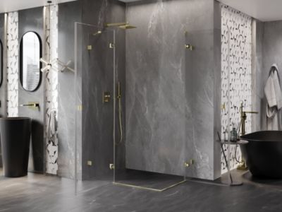 Mexen Lunar Duo cabine de douche pivotante gauche 85 x 80 cm, transparent, or brossé - 834-085L-080P-55-00