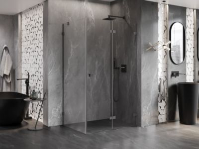 Mexen Lunar-F cabine de douche pliable droite 85 x 80 cm, transparent, gris canon brossé - 836-085-080-66-00-P