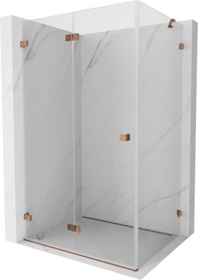 Mexen Lunar-F cabine de douche pliante gauche 100 x 80 cm, transparent, or rose- 836-100-080-60-00-L