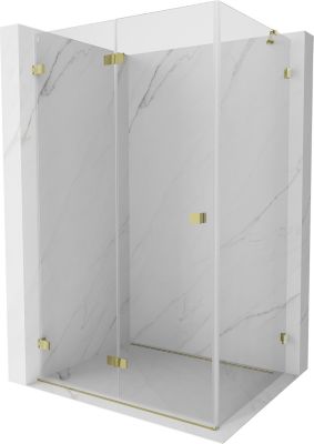 Mexen Lunar-F cabine de douche pliante gauche 90 x 80 cm, transparente, dorée - 836-090-080-50-00-L