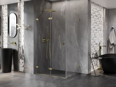 Mexen Lunar-F cabine de douche pliante gauche 90 x 80 cm, transparente, dorée - 836-090-080-50-00-L
