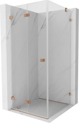 Mexen Lunar-F cabine de douche pliante gauche 90 x 90 cm, transparent, cuivre brossé- 836-090-090-65-00-L