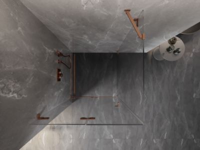 Mexen Lunar-F cabine de douche pliante gauche 90 x 90 cm, transparent, cuivre brossé- 836-090-090-65-00-L
