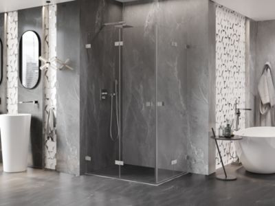 Mexen Lunar-F Duo cabine de douche pliante 85 x 75 cm, transparent, nickel brossé - 836-085L-075P-97-00
