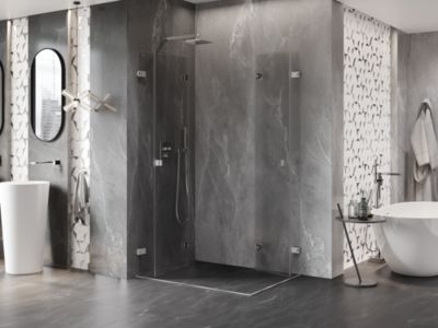 Mexen Lunar-F Duo cabine de douche pliante 85 x 75 cm, transparent, nickel brossé - 836-085L-075P-97-00