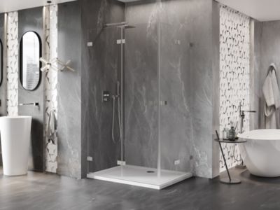 Mexen Lunar-F Duo cabine de douche pliante 85 x 75 cm, transparent, nickel brossé - 836-085L-075P-97-00