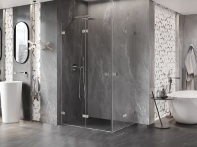 Mexen Lunar-F Duo cabine de douche pliante 85 x 75 cm, transparent, nickel brossé - 836-085L-075P-97-00