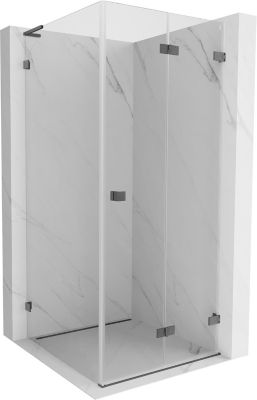 Mexen Lunar-F L cabine de douche pliante droite 80 x 80 cm, transparent, gris pistolet brossé - 836L-080-080-66-00-P