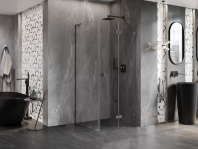 Mexen Lunar-F L cabine de douche pliante droite 80 x 80 cm, transparent, gris pistolet brossé - 836L-080-080-66-00-P