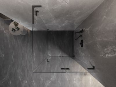 Mexen Lunar-F L cabine de douche pliante droite 80 x 80 cm, transparent, gris pistolet brossé - 836L-080-080-66-00-P