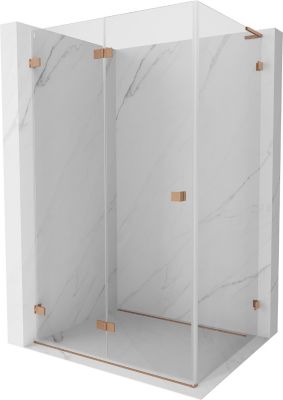Mexen Lunar-F L cabine de douche pliante gauche 95 x 80 cm, transparent, cuivre brossé - 836L-095-080-65-00-L