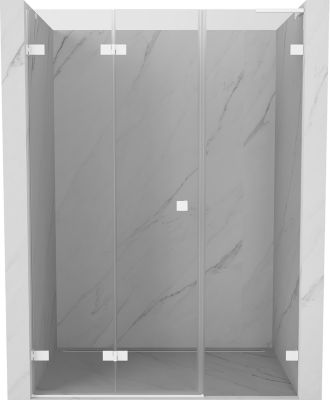Mexen Lunar-F L portes de douche pliantes gauche 130 cm, transparent, blanc - 836SL-130-050-20-00-L