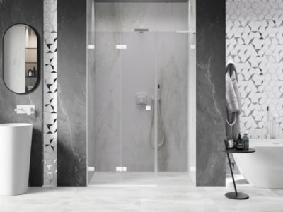 Mexen Lunar-F L portes de douche pliantes gauche 130 cm, transparent, blanc - 836SL-130-050-20-00-L