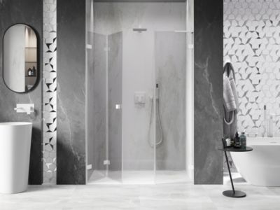 Mexen Lunar-F L portes de douche pliantes gauche 130 cm, transparent, blanc - 836SL-130-050-20-00-L