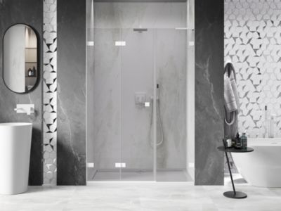 Mexen Lunar-F L portes de douche pliantes gauche 130 cm, transparent, blanc - 836SL-130-050-20-00-L