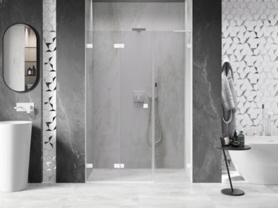 Mexen Lunar-F L portes de douche pliantes gauche 130 cm, transparent, blanc - 836SL-130-050-20-00-L