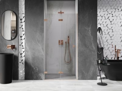 Mexen Lunar-F porte de douche pliante gauche 55 cm, transparent, cuivre brossé - 836-055-000-65-00-L