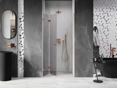 Mexen Lunar-F porte de douche pliante gauche 55 cm, transparent, cuivre brossé - 836-055-000-65-00-L