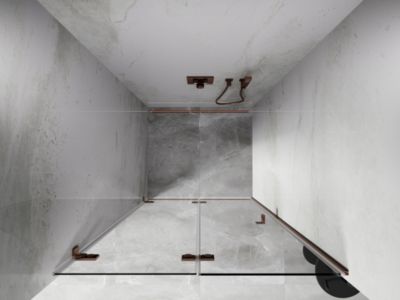 Mexen Lunar-F porte de douche pliante gauche 55 cm, transparent, cuivre brossé - 836-055-000-65-00-L