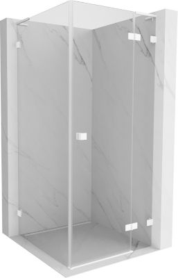 Mexen Lunar L cabine de douche battante droite 90 x 90 cm, transparent, blanc - 834L-090-090-20-00-P