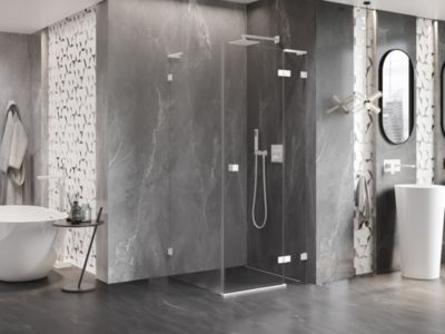 Mexen Lunar L cabine de douche battante droite 90 x 90 cm, transparent, blanc - 834L-090-090-20-00-P