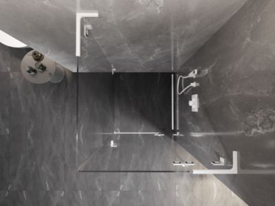 Mexen Lunar L cabine de douche battante droite 90 x 90 cm, transparent, blanc - 834L-090-090-20-00-P