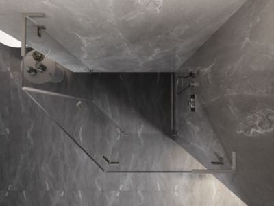 Mexen Lunar L cabine de douche pentagonale pivotante droite 90 x 80 cm, transparent, nickel brossé - 831L-090P-080L-97-00-P
