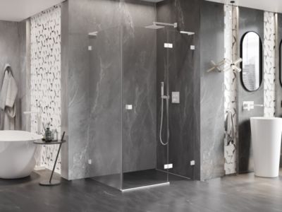Mexen Lunar L cabine de douche pivotante droite 75 x 80 cm, transparente, blanche - 834L-075-080-20-00-P