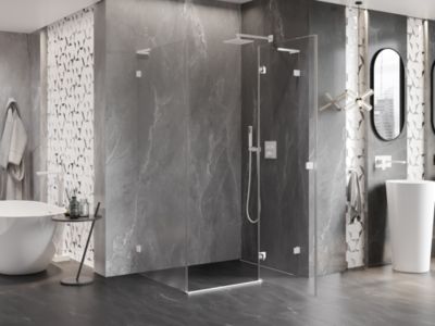 Mexen Lunar L cabine de douche pivotante droite 75 x 80 cm, transparente, blanche - 834L-075-080-20-00-P