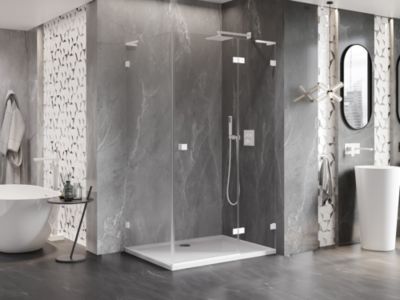 Mexen Lunar L cabine de douche pivotante droite 75 x 80 cm, transparente, blanche - 834L-075-080-20-00-P