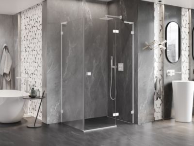 Mexen Lunar L cabine de douche pivotante droite 75 x 80 cm, transparente, blanche - 834L-075-080-20-00-P