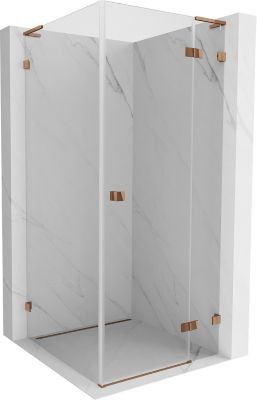 Mexen Lunar L cabine de douche pivotante droite 90 x 90 cm, transparent, or rose - 834L-090-090-60-00-P