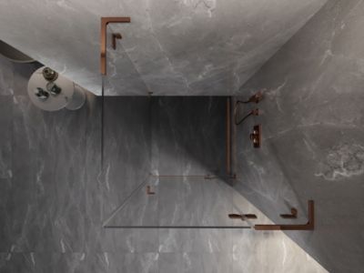 Mexen Lunar L cabine de douche pivotante droite 90 x 90 cm, transparent, or rose - 834L-090-090-60-00-P