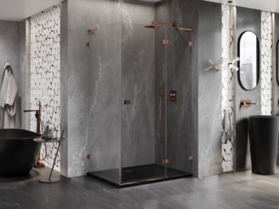 Mexen Lunar L cabine de douche pivotante droite 95 x 80 cm, transparent, or rose - 834L-095-080-60-00-P